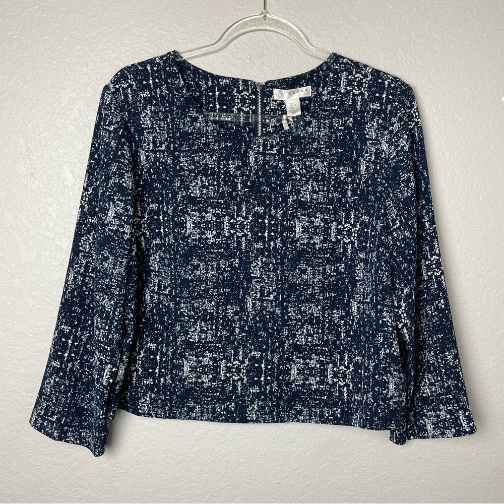 BNWT! Kenar Women's Navy Patterned Boxy Crop Top Size L